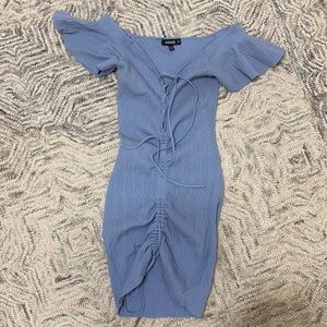 Missguided tie blue mini dress